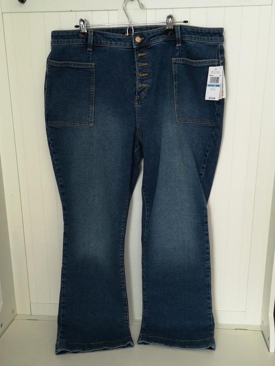 Michael Kors Denim - NWT Michael Kors Women's Size 20W Selma Bootcut, High Rise, Gold-tone Button Fly
